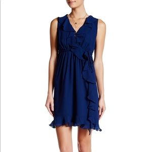 Max Studio Ruffled Faux Wrap Dress